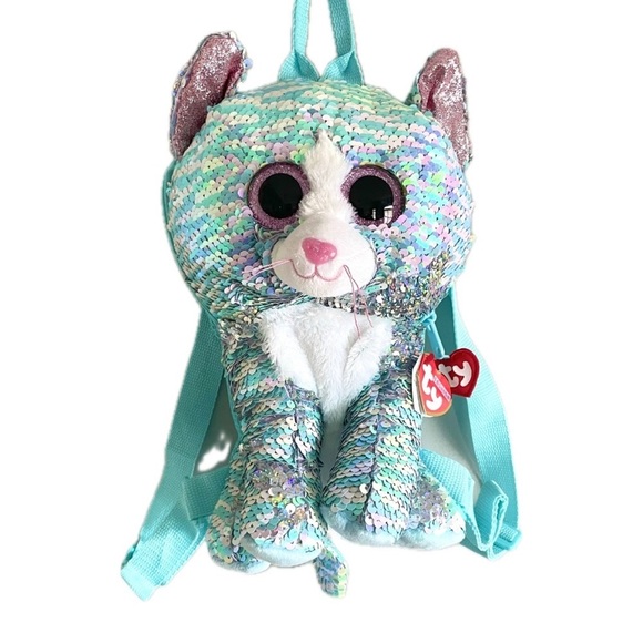 Ty Beanie Boos Sparkle Sequin Cat Backpack - Picture 1 of 5